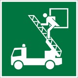 thumbnail of Rettungszeichen, Notausstieg E017 - ASR A1.3 (DIN EN ISO 7010) - 200x200x1.5 mm Kunststoff nachleuchtend