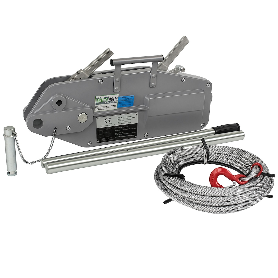 Forstseilwinde 3200 kg inkl. 20m Seil Abscherstiften Sicherheits - Lastenhaken Greifzug Seilwinde