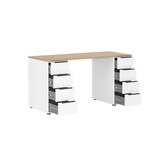 thumbnail of Möbelpartner Schreibtisch Kangaroo | HxBxT 73x140x55,5cm | 8 Schubladen | Eiche/Weiß | Bürotisch Arbeitstisch Computertisch von PROREGAL