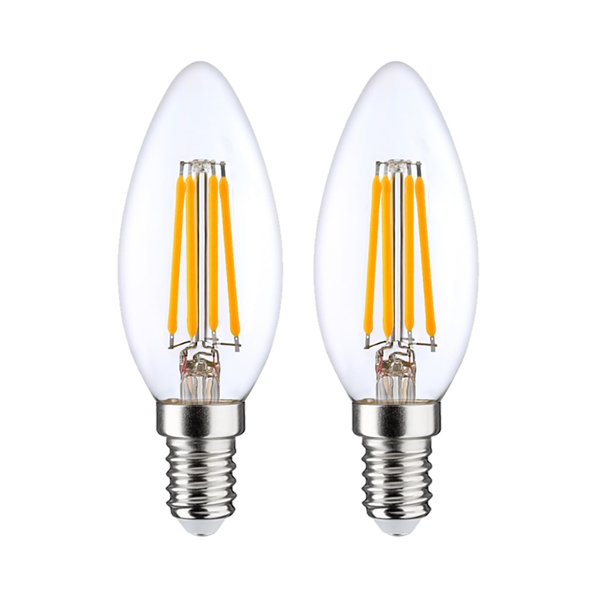 Packung mit 2 LED Kerzenlampen Filament E14 4W Equi.40W 470lm 2700K 25000H 7hSevenOn Premium
