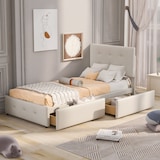 thumbnail of Polsterbett 90x200 mit Stauraum und Lattenrost–klassisches Design aus hautfreundlichem Samt in Beige für komfortable Schlaf- und Aufbewahrungslösungen