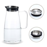 thumbnail of Intirilife Karaffe in KLAR - 1,2l Krug aus Borosilikatglas mit Henkel und Deckel geeignet für heiße und kalte Getränke, Tee, Kaffee, Wasser
