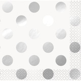 thumbnail of 16 kleine Servietten Silber Folie Punkte