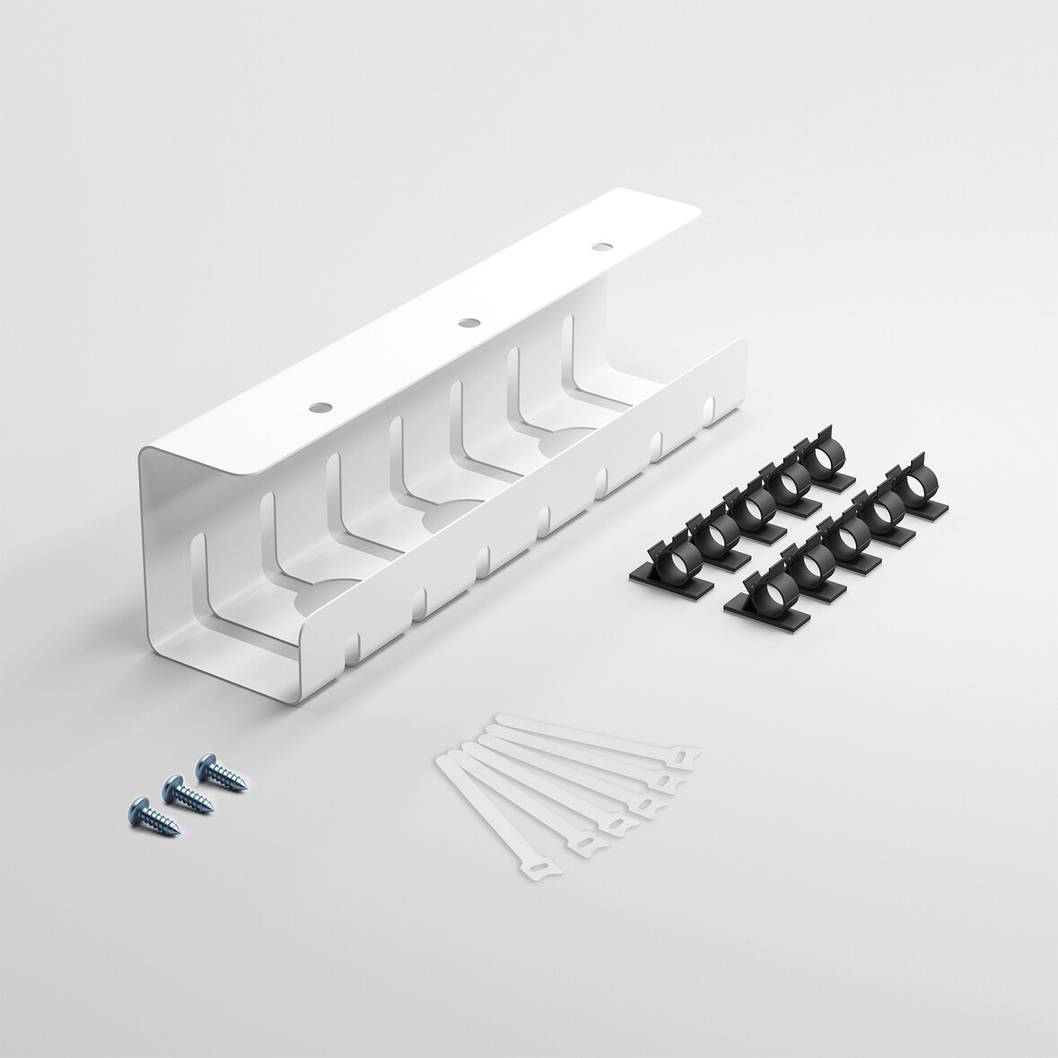 Albatros Kabelkanal Set A Weiss  – Kabelmanagement aus pulverbeschichtetem Stahl für Schreibtische