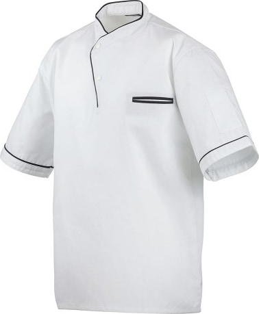 217 - Kochhemd halbarm, mit Druckknöpfen und farbiger Paspel : schwarz 100% Baumwolle 230 g/m² (15) XS