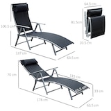 thumbnail of Sonnenliege klappbar Schwarz 137x64x101 cm mit Kissen verstellbarer Rückenlehne wetterbeständig pulverbeschichtetes Metallgestell Textilene Bezug