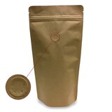 thumbnail of 500x Standbodenbeutel Kraftpapier braun mit Aromaschutzventil 160x240x90mm