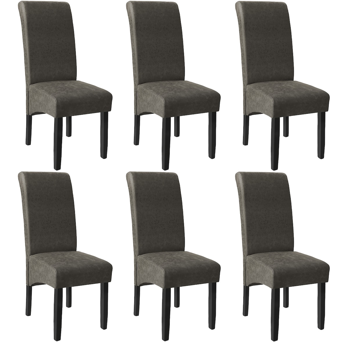tectake Silla de comedor ergonómica - Juego de 6 gris mármol