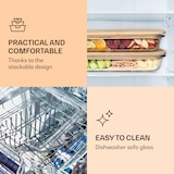 thumbnail of Aufschnittbox mit Deckel 1,6 Liter 2er Set Glas Bambus hitzebeständig Transparent