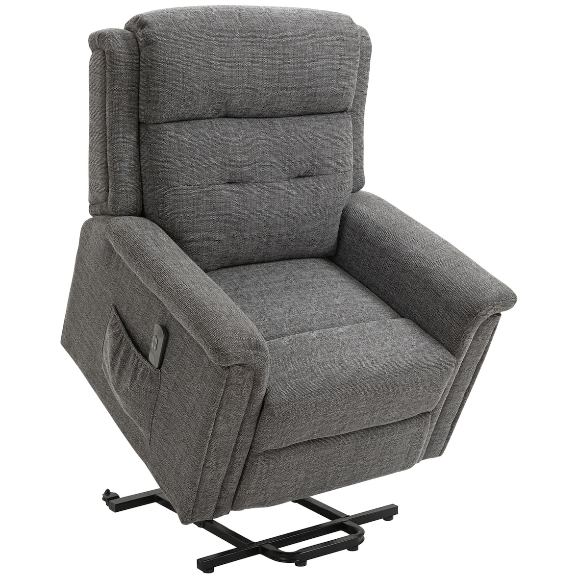Aufstehsessel aus Polyester, Grau, 92x87x108 cm, elektrisch verstellbar