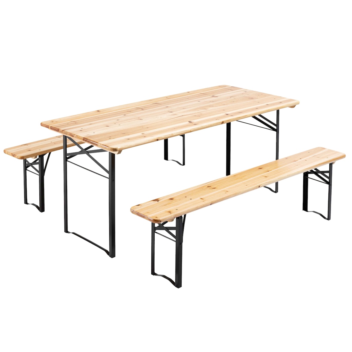 Set Brauerei Tisch und 2 Holzbänke 180 cm