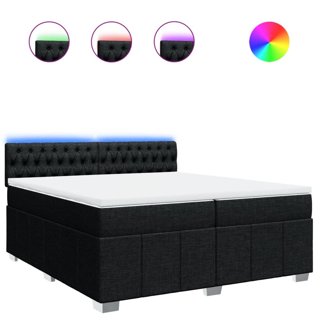 vidaXL Boxspringbett mit Matratze Schwarz 200x200 cm Stoff