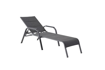 Tarrington House Espreguiçadeira Antwerp regulável em altura com braços, alumínio/aço/encosto têxtil, preto