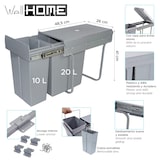 thumbnail of WellHome - Cubos de Basura bajo Fregadero con fijación Inferior para Cocina 10L + 20L, Extracción manual