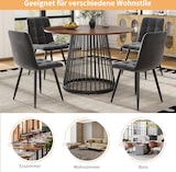 thumbnail of Esstisch rund 80x80x76 cm Walnuss+Schwarz MDF Tischplatte Metallbeine mit verstellbaren Füßen, stabiler Küchentisch für Esszimmer Wohnzimmer Büro