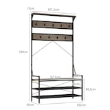 thumbnail of COSTWAY Cabideiro de 184 cm com sapateira, banco e 11 ganchos, estrutura metálica