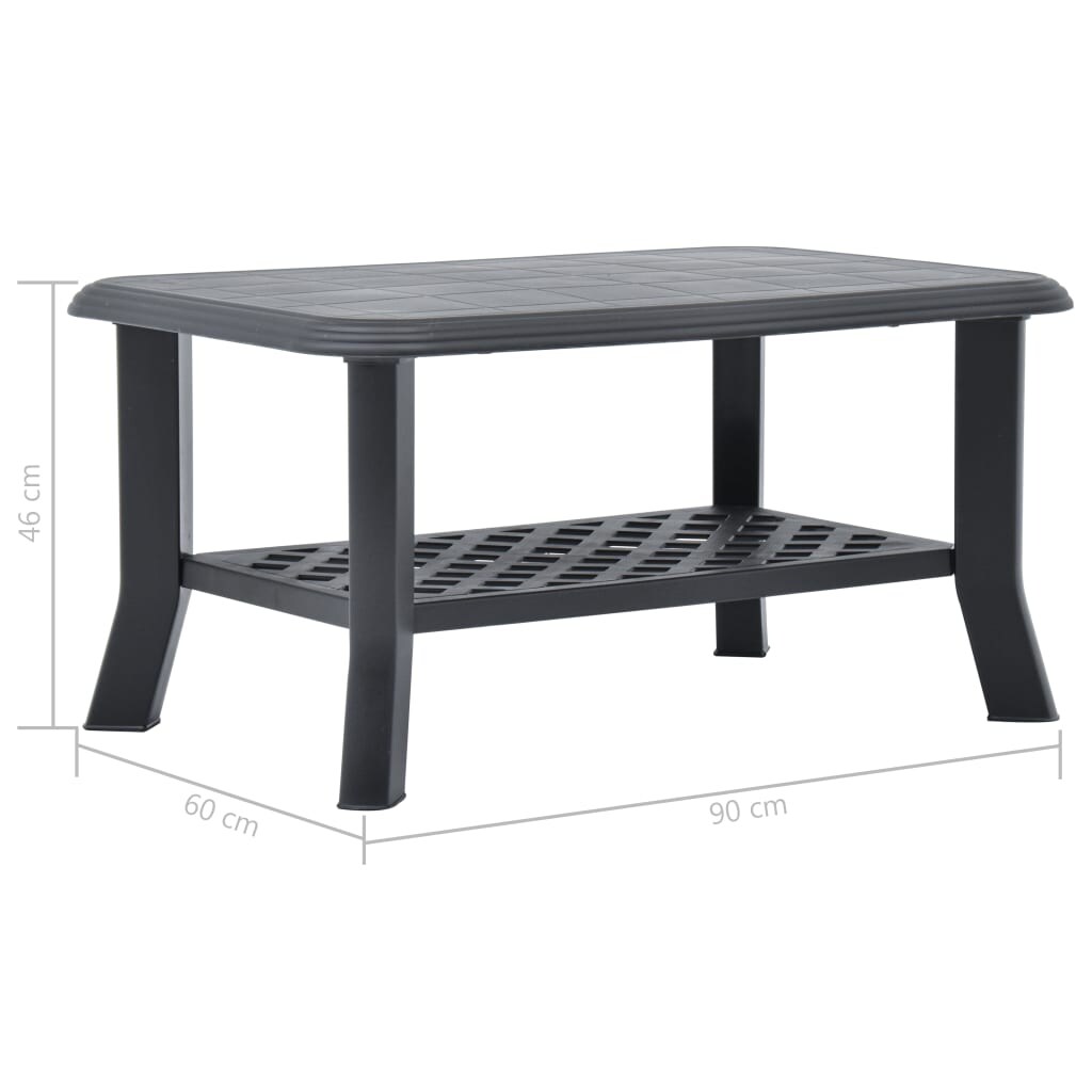 vidaXL Salontafel 90x60x46 cm kunststof antraciet