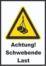 thumbnail of Achtung Schwebende Last A2 Rückseite selbstklebend Schild