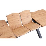 thumbnail of Esstisch Schweizer Kante MDF-Platte eichenfarben 180 x 90 X-Gestell schwarz Bird