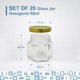 thumbnail of 20x Kleines Sechseckiges Honigglas mit Deckel 60 ml - Ideal zur Aufbewahrung von Honig, Marmelade, Gewürzen, Joghurt