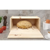 thumbnail of Metallfreie Brotbox mit Klappe und Gravur aus Zirbenholz Massiv Brotkasten 40.10-047
