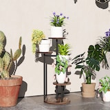 thumbnail of Outsunny estantería para plantas de 5 niveles soporte de madera acero con 5 estantes redondos para interior y exterior 43x43x70 cm carbonizado