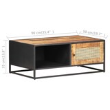 thumbnail of vidaXL Salontafel 90x50x35 cm ruw mangohout en natuurlijk riet