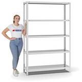 thumbnail of PROREGAL Fachbodenregal Schraubsystem | Grundregal | HxBxT 200x130x40cm | 5 Ebenen | Fachlast 350 kg | Beidseitig nutzbar | Lichtgrau