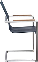 thumbnail of METRO Professional Silla, acero inoxidable/ textileno/ madera, 56 x 56 x 89.6 cm, con reposabrazos, apilable, negra