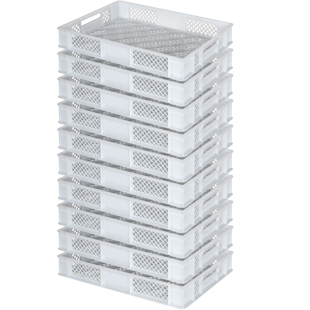 10 Euroboxen / Bäckerkisten, LxBxH 600 x 400 x 90 mm, lebensmittelecht, weiß