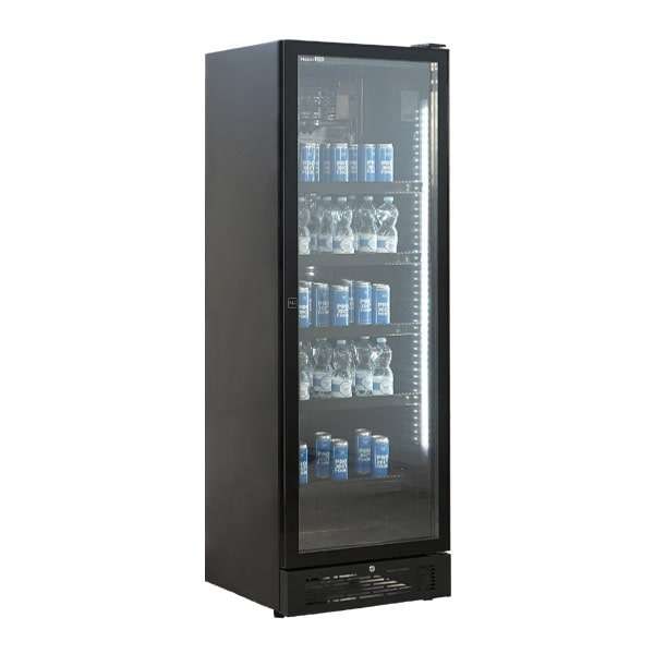 Vetrinetta frigo bibite da 380 lt premium nera temperatura da 0°C a +10°C