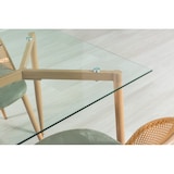 thumbnail of Mesa retangular 140x80 cm com tampo em vidro temperado e pés em metal com efeito madeira,para sala de jantar, cozinha ou escritório – Madeira – Peter