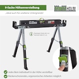 thumbnail of Sägebock 2.0 DELUXE 9-fach höhenverstellbar Klappbock aus Stahl Traglast 650 kg Arbeitsbock Werkbock