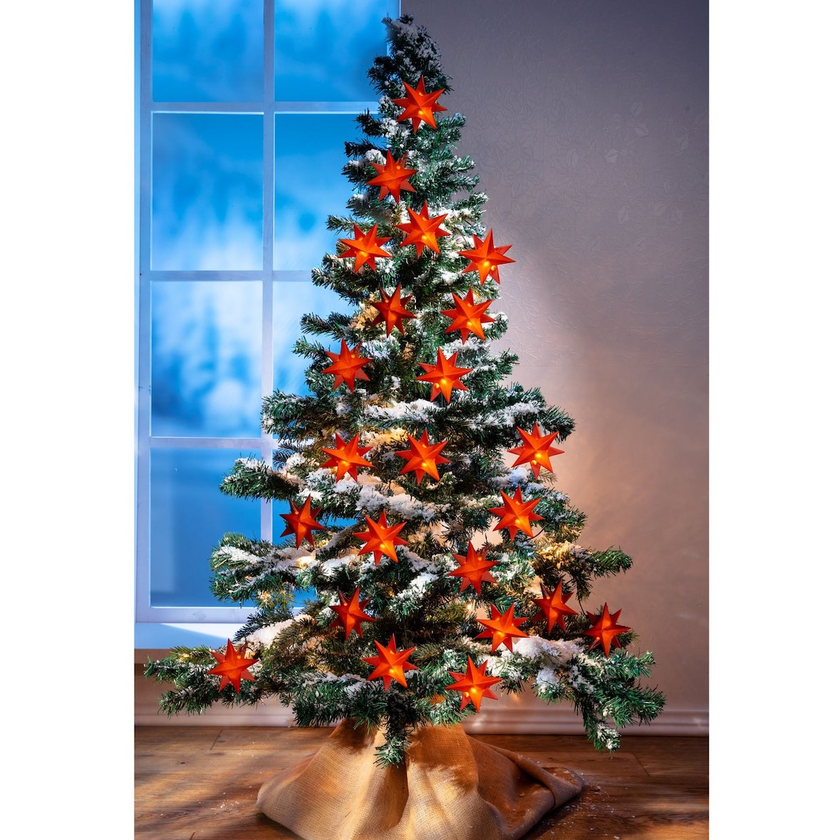 LED-Lichterkette Sterne rot 1,35m Weihnachtsdeko Leuchtdekoration Batterie  Rot Stern