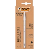 thumbnail of BIC Cristal Re'New Stylo-Bille Pointe Moyenne Corps Argenté + Cartouches d'Encre Rechargeables Noir x1+2