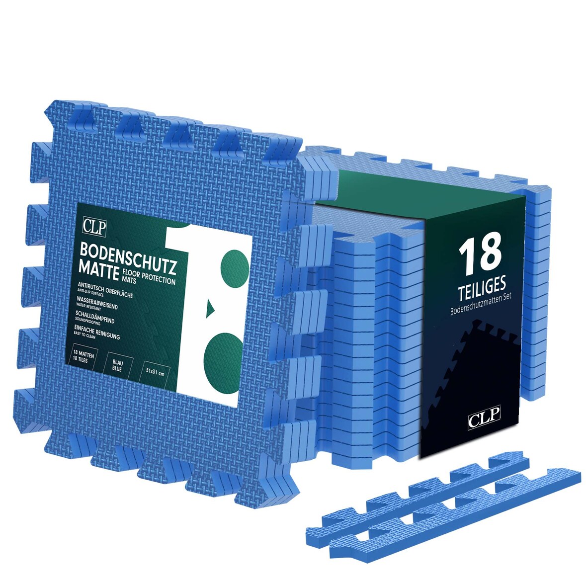 Tappetini di protezione per pavimenti 30x30 cm blu/set da 18 pezzi