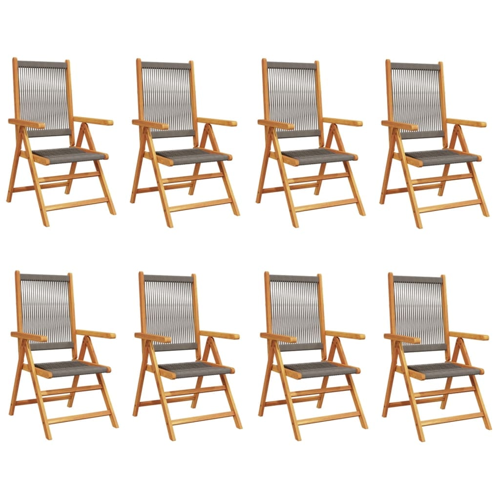 vidaXL Gartenstuhl Verstellbar 8 Stk. Grau Massivholz Akazie