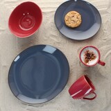 thumbnail of Mäser 6x Natural Kuchenteller oval Steingut 6 Personen Frühstücks-Teller blau