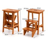 thumbnail of COSTWAY Banquinho, escada dobrável de 3 degraus, cadeira com alça, até 270 kg (castanho)
