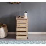 thumbnail of Rollcontainer Sonoma 33 x 63 x 38 cm Holz Schubladenschrank Schreibtisch, Büro Schrank mit 5 Schubladen, Container Rollschrank klein Standcontainer