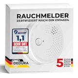 thumbnail of 5x Rauchmelder, BSI zertifiziert nach DIN EN14604 inkl. 9V Batterien - Rauchwarnmelder Brandmelder Feuermelder