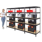 thumbnail of PROREGAL Mega Deal 3x Étagère charge lourde RIVET | HxLxP 180x90x60cm | 250kg par niveau | Noir | Lot d'étagères robustes de Garage Atelier Cave