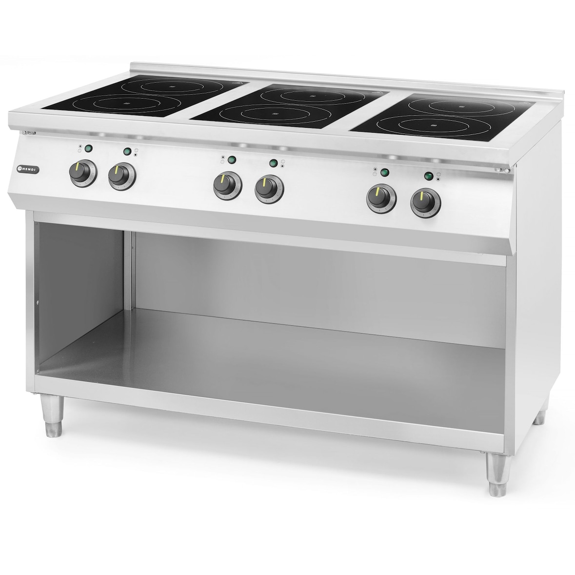 Cucina Induzione 6 zone. 11 livelli di potenza. Filtro grasso smontabile. Potenza totale 25,5 kW. Dimensioni (LxPxH) 120x70x89 cm. Modello 237397