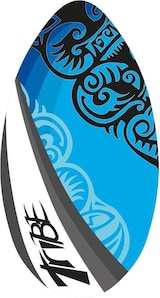 thumbnail of Skimboard Tribe aus Holz in Blau-Schwarz-Weiß, ca. 94 x 50 cm