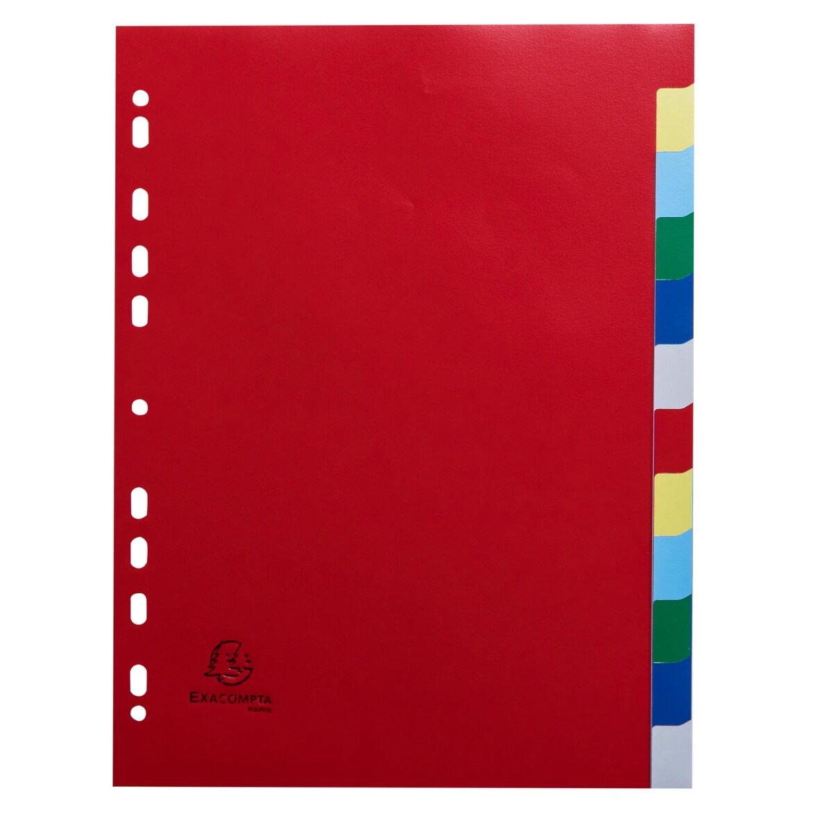 Exacompta - Réf. 3012E - Carton de 50 Intercalaires en polypropylène souple - 12 onglets neutres - A4 - Couleurs assorties