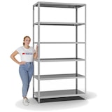 thumbnail of PROREGAL Fachbodenregal Schraubsystem | Grundregal | HxBxT 250x130x60cm | 6 Ebenen | Fachlast 350 kg | Beidseitig nutzbar | Verzinkt