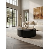 thumbnail of Runder Sofatisch mit Wellen-Muster, Couchtisch Metall Schwarz. 67x67x31 cm | Kadima Design