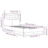 thumbnail of vidaXL Bettgestell mit Kopfteil Braun Eiche 75x190 cm Holzwerkstoff