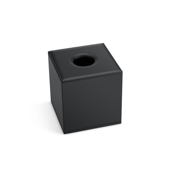Elegante Taschentuchbox SHAPE Kunstleder Schwarz magnetischer Deckel