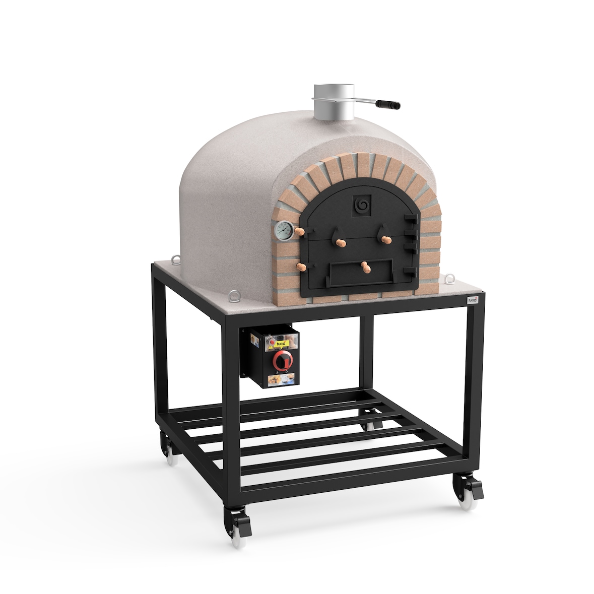 MF - Forno a Legna da Esterno in Muratura Modello VESUVIUS (Bianco - 100 x 100 x 157 cm) – Isolato con Sughero e 3 Coperte in Ceramica